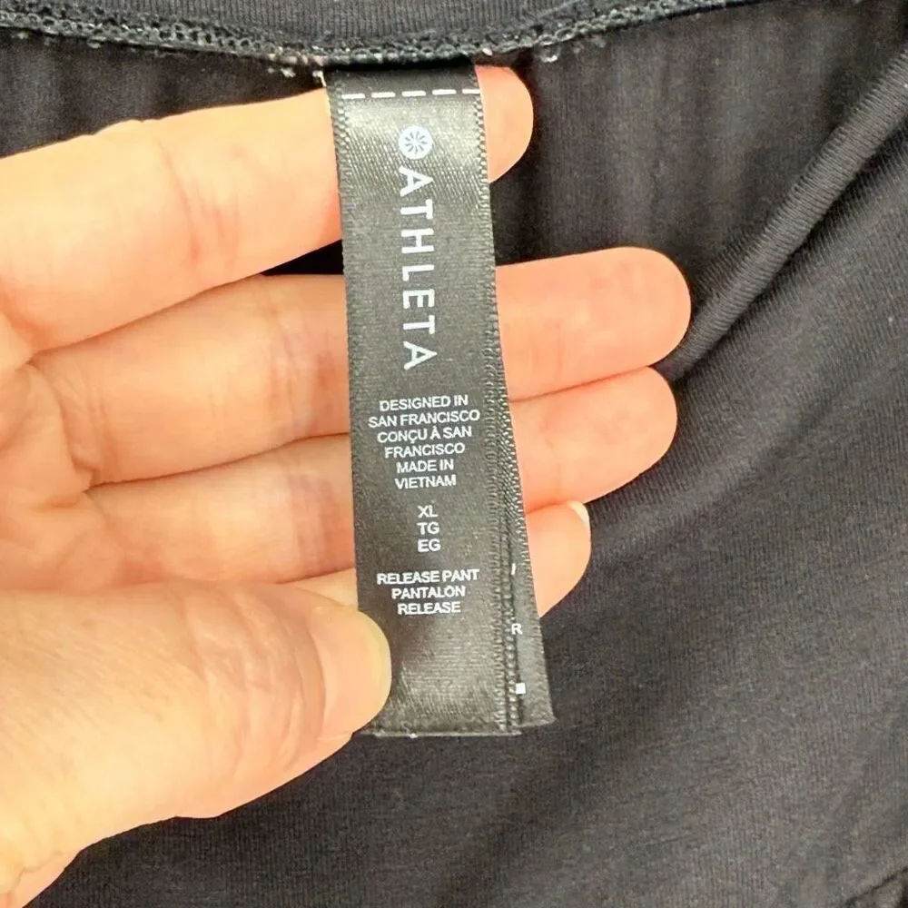 Athleta Release Pant Black‎ XL Modal Wrap Front Split Leg Yoga Lounge Pants